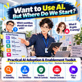 ORCENVA Practical AI Adoption & Enablement Toolkit – illustrated manager reviewing AI suitability, workflow selection, risks and a practical AI pilot plan.